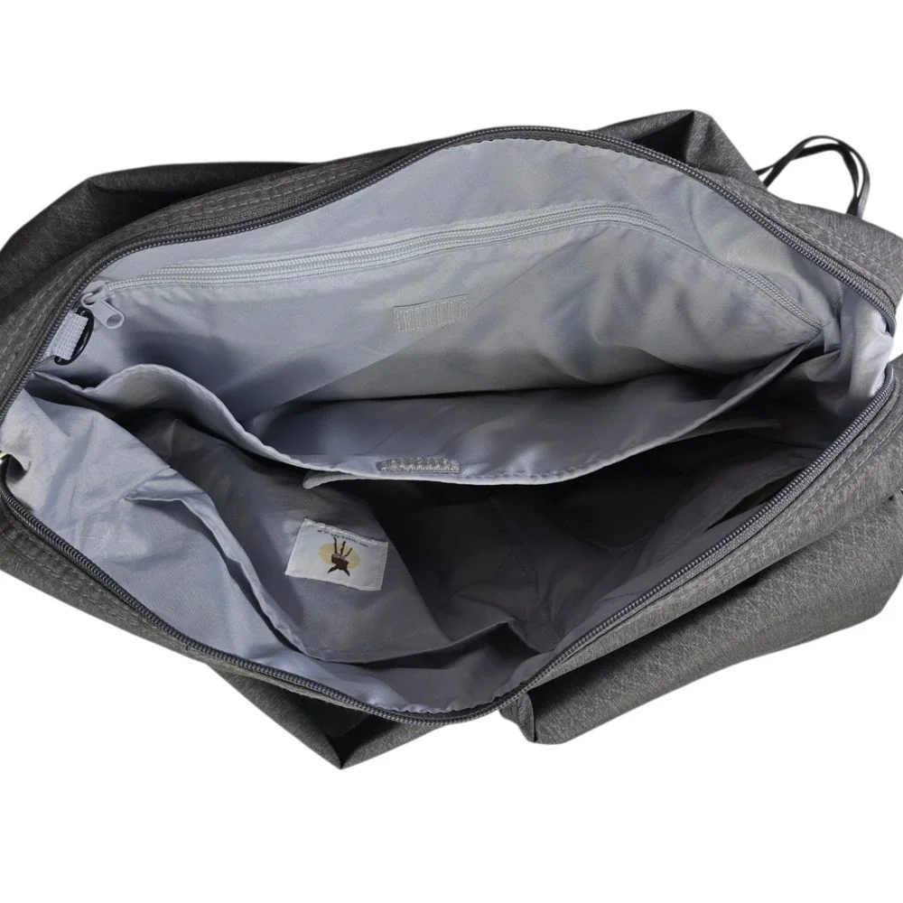 Lassig Neckline‎ Diaper Bag Charcoal Gray Recycled Polyester with Changing Mat
